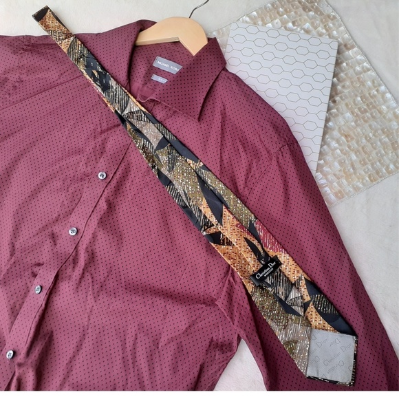 Dior Vintage Trending Italian Silk Tie Leaves - Picture 7 of 8